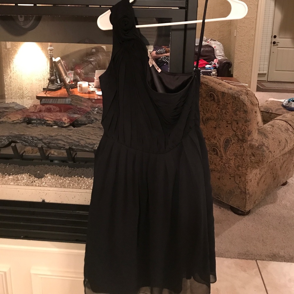 Black One Shoulder Rosette Dress Large