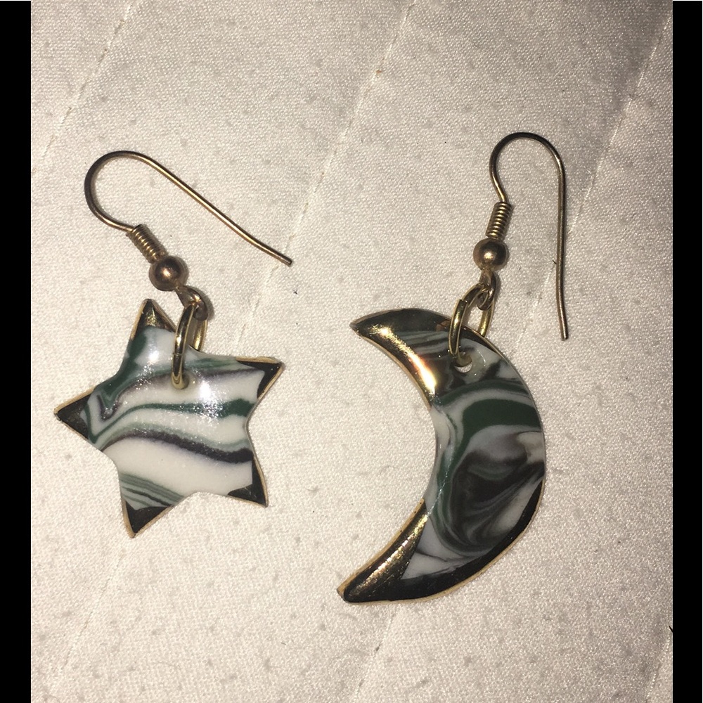 Ceramic sun and moon earrings