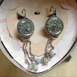 Brighton Dangle Silver and Turquoise Earrings