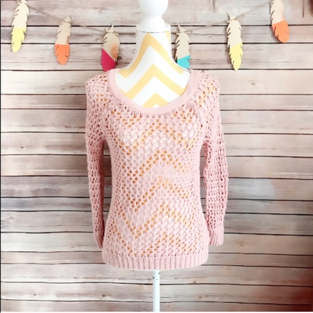 American eagle light pink crochet sweater.