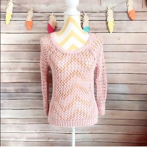 American eagle light pink crochet sweater.