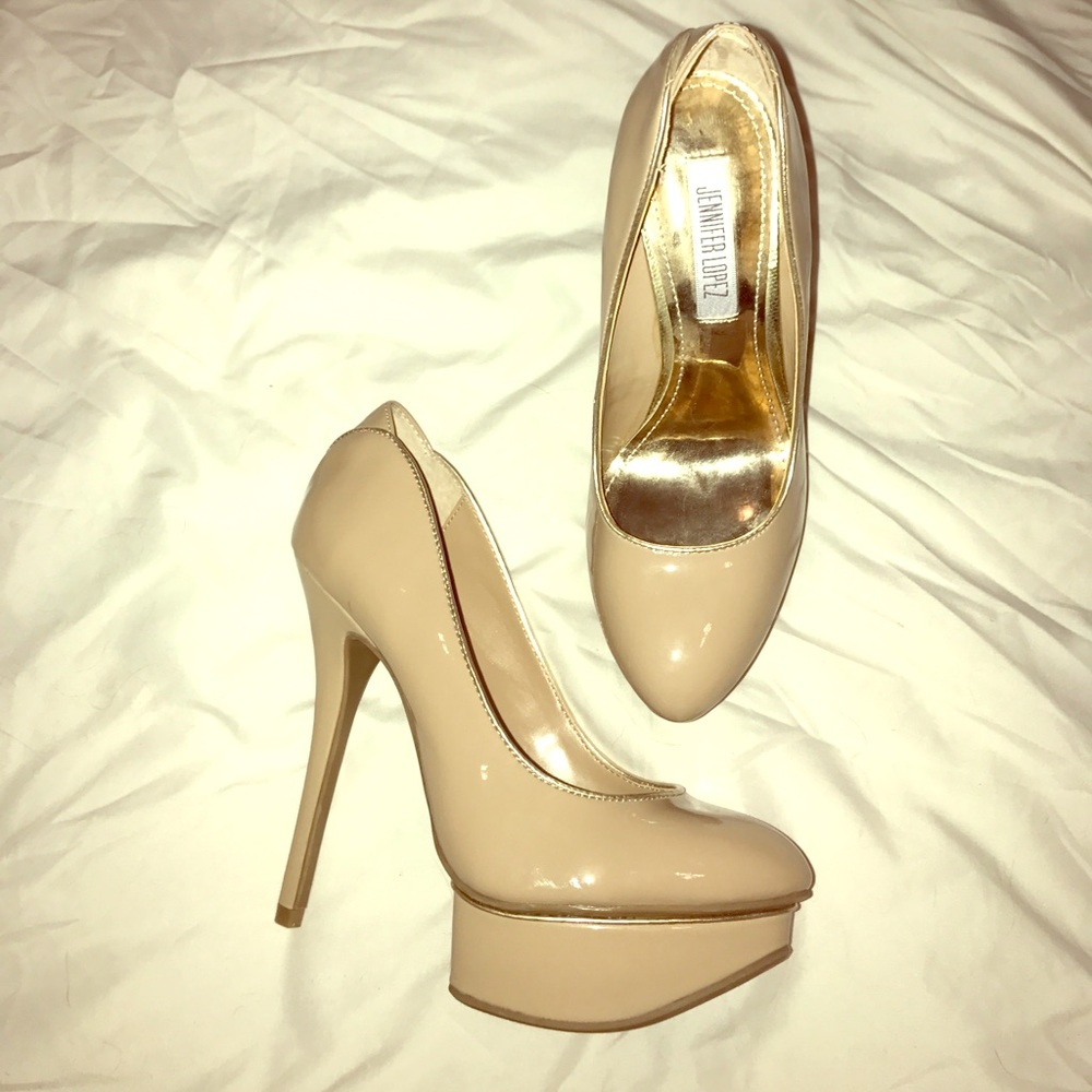 Nude platform heels