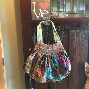Patchwork cloth boho handbag.