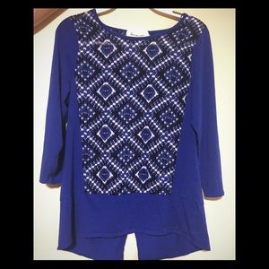 Two by Vince Camuto Print Panel Split Back Top