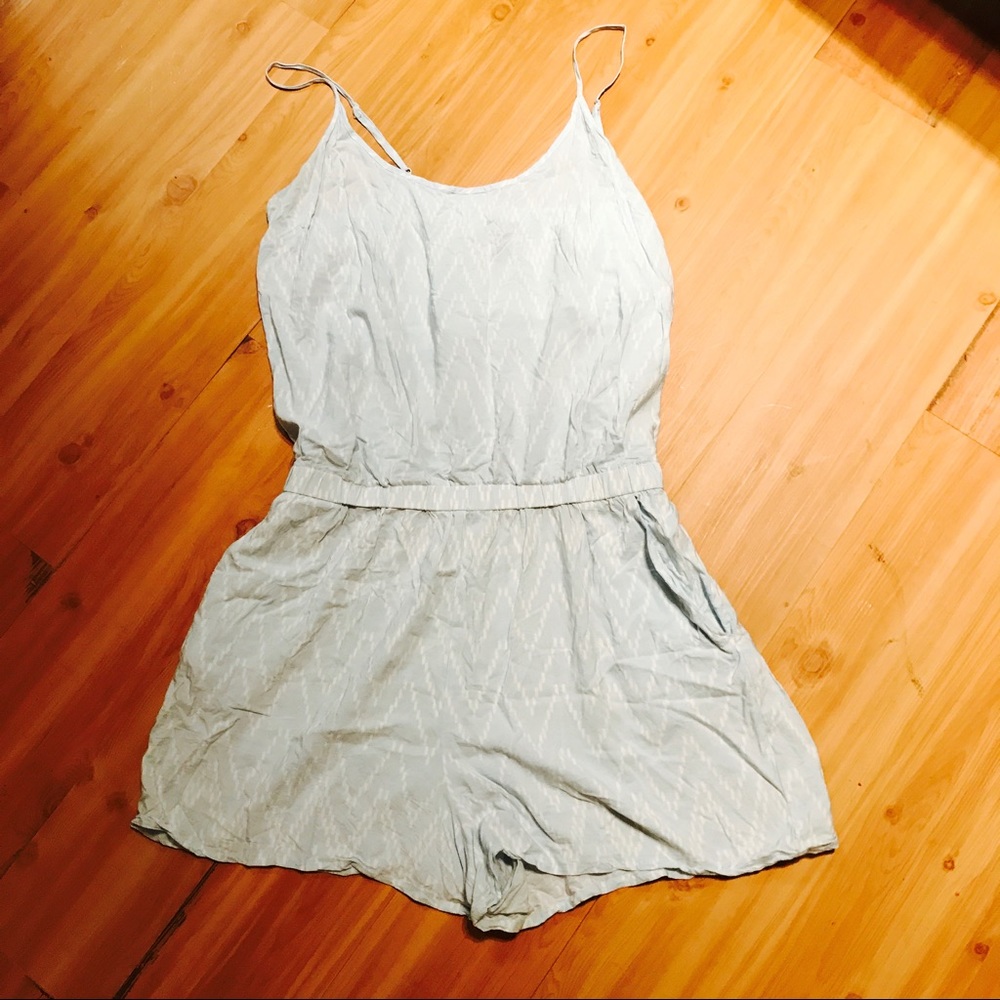 Printed Romper in Robin's Egg Blue