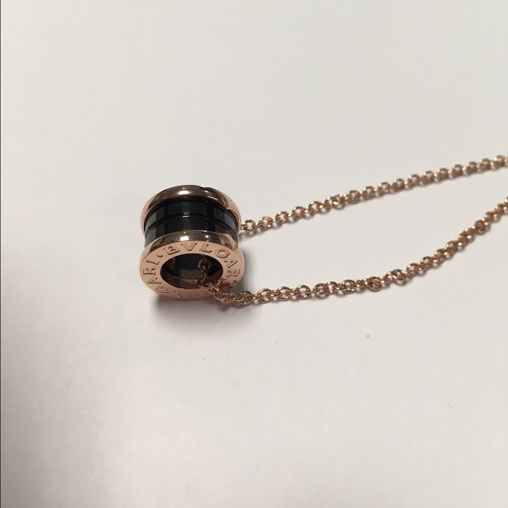 Bvlgari pink gold black ceramic necklace