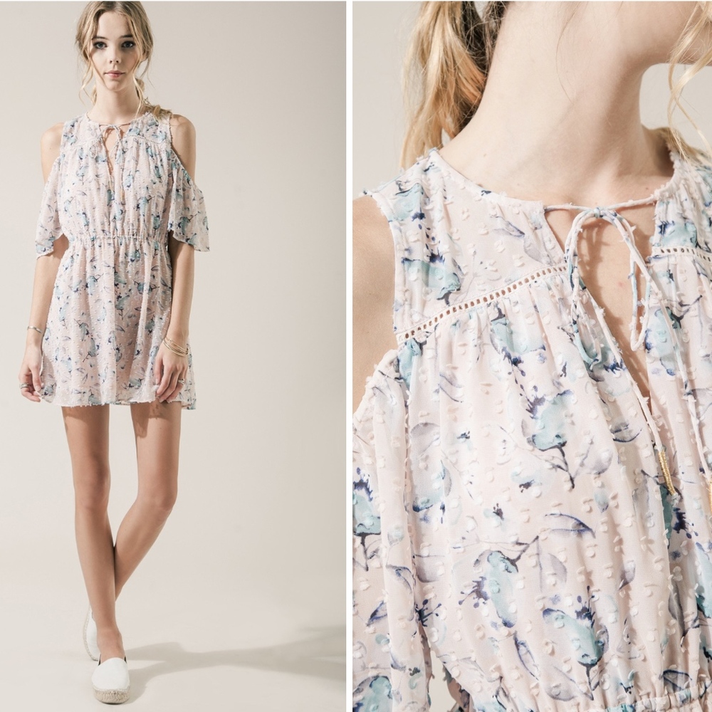 cold shoulder floral print dress