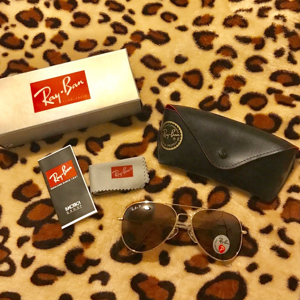 RayBan polarized sunglasses-Brown lens/gold frame