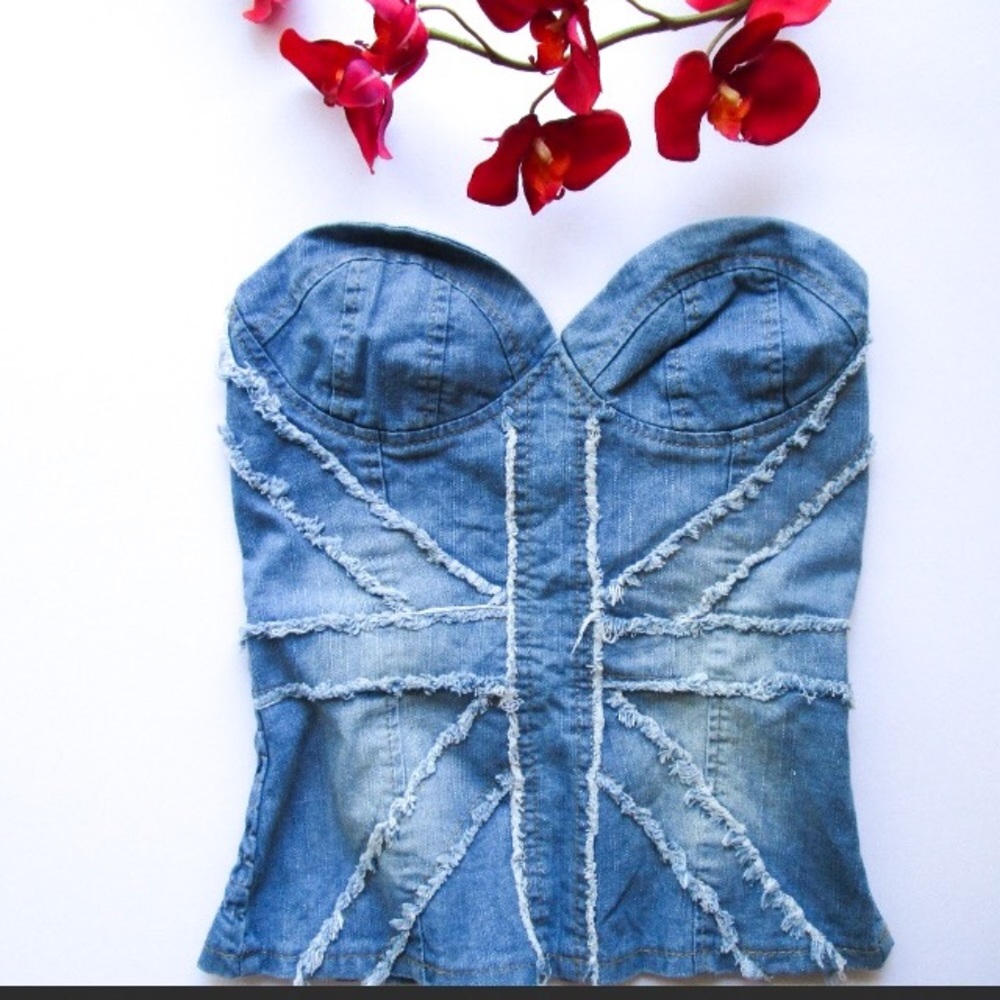 Denim Corset sleeveless tube top