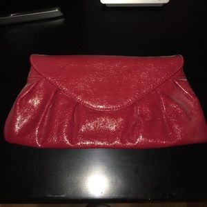 Faux Red Leather Clutch