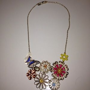 Garden/ floral gold necklace w/ bright colors