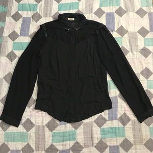 Silence & Noise Studded Collar Silky Blouse