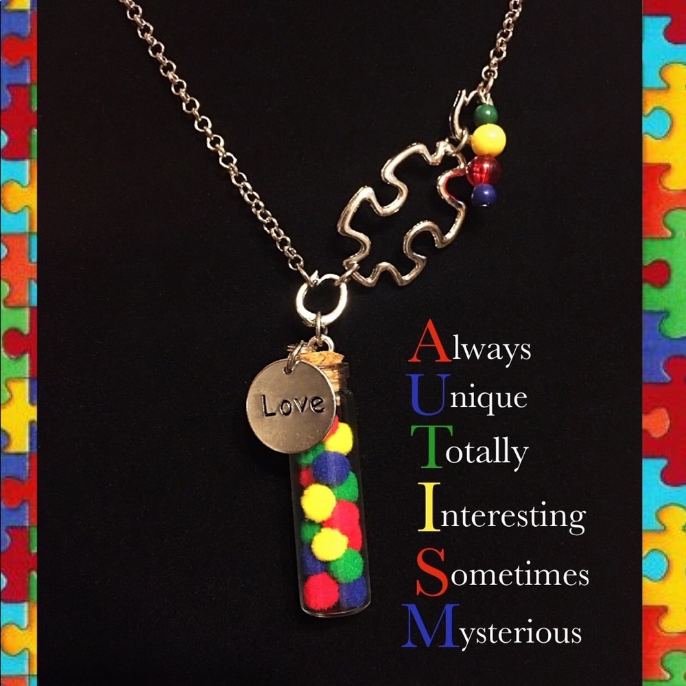 "Autism Awareness" Mini Bottle Necklace