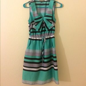 Teal/black/white Dress