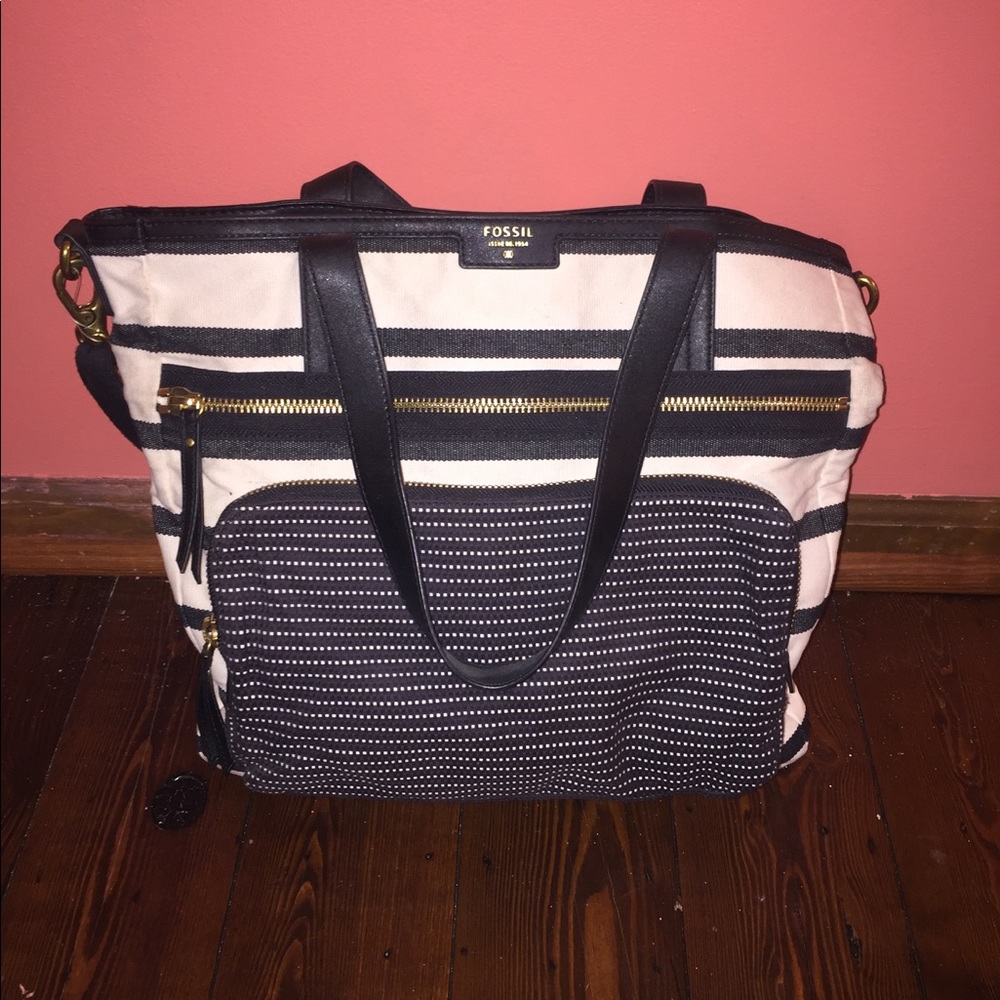 Fossil Black and White Tote