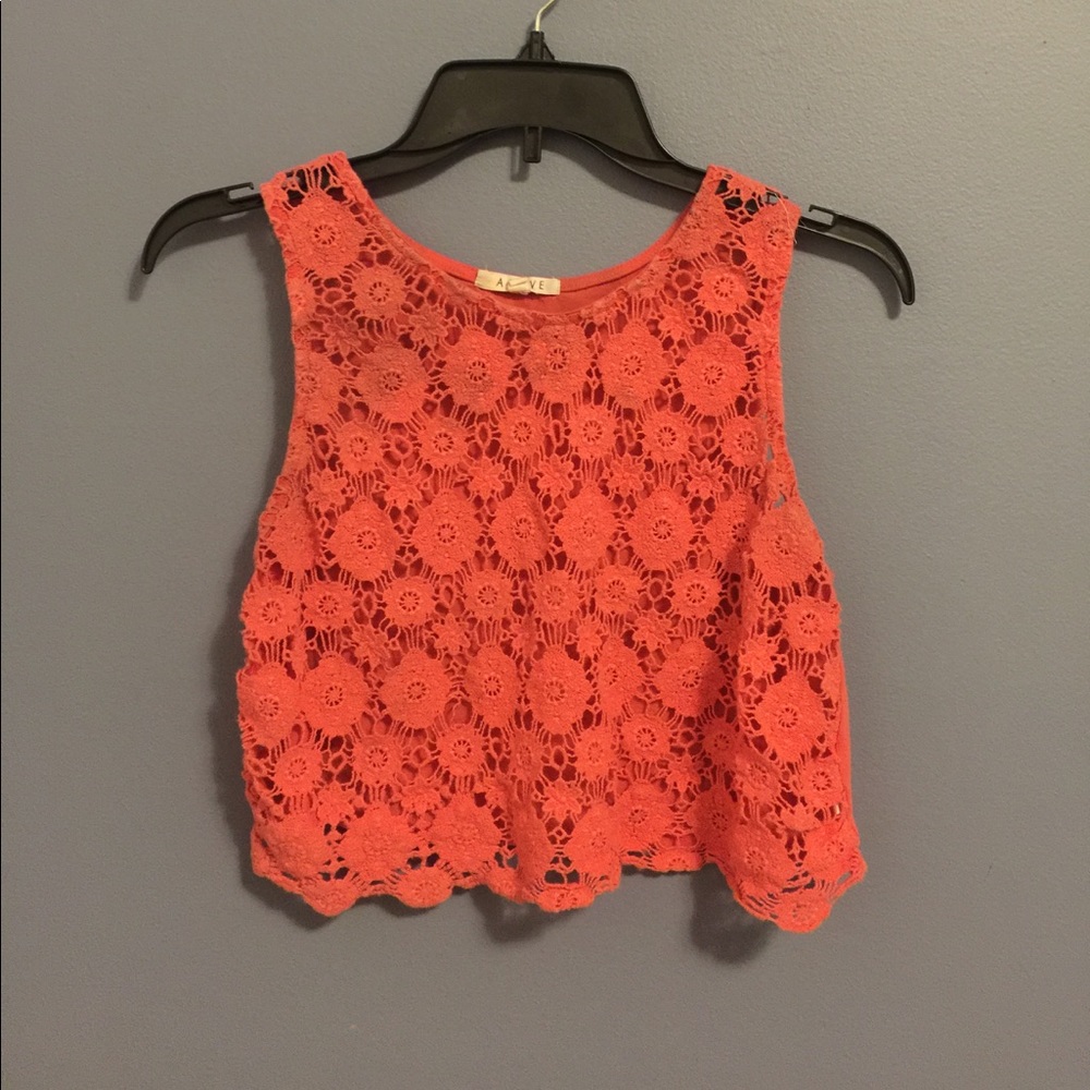 See through floral print crop top
