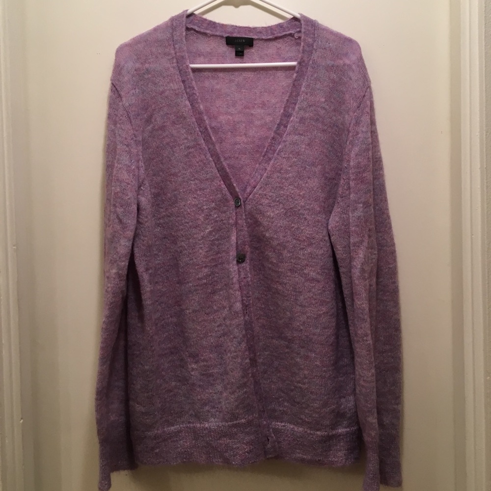 JCrew purple mohair cardigan