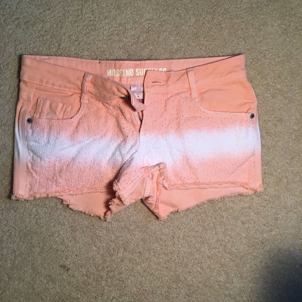 Target orange and white denim short