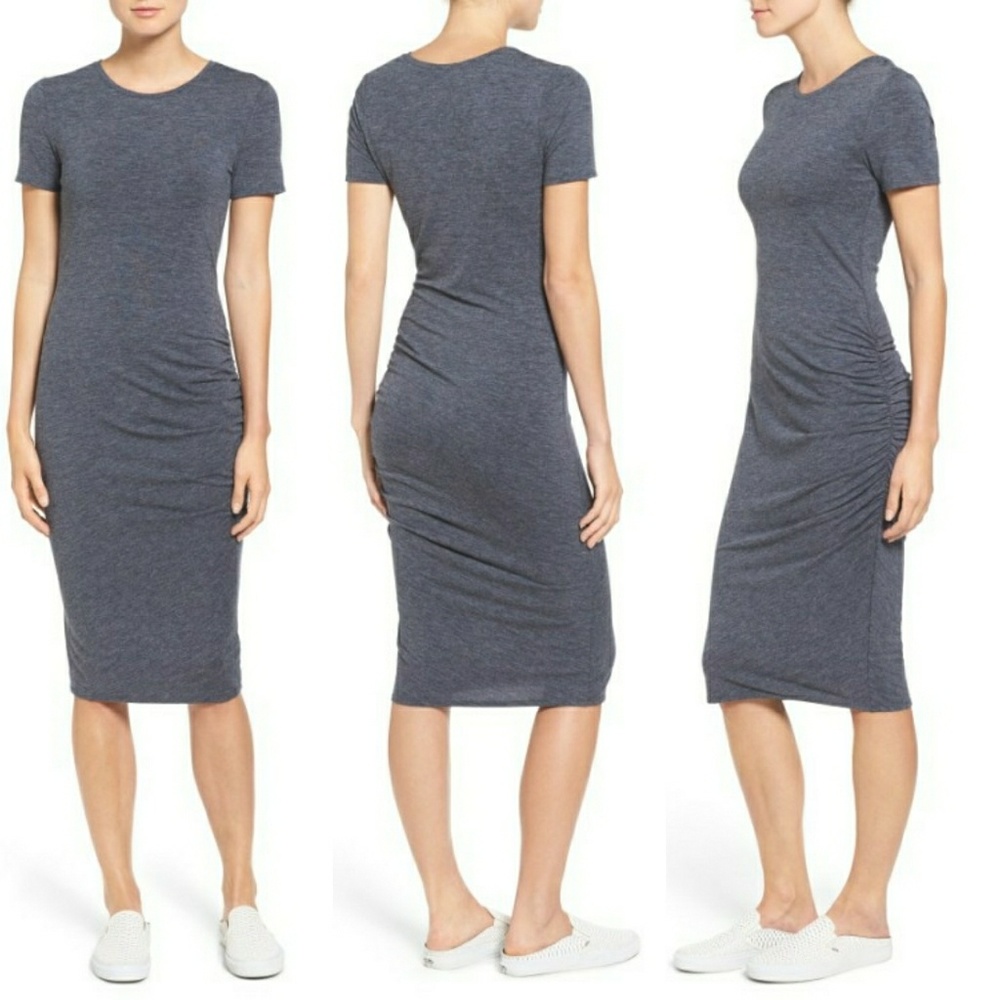 NWT Stem Ruched T-shirt Midi Dress