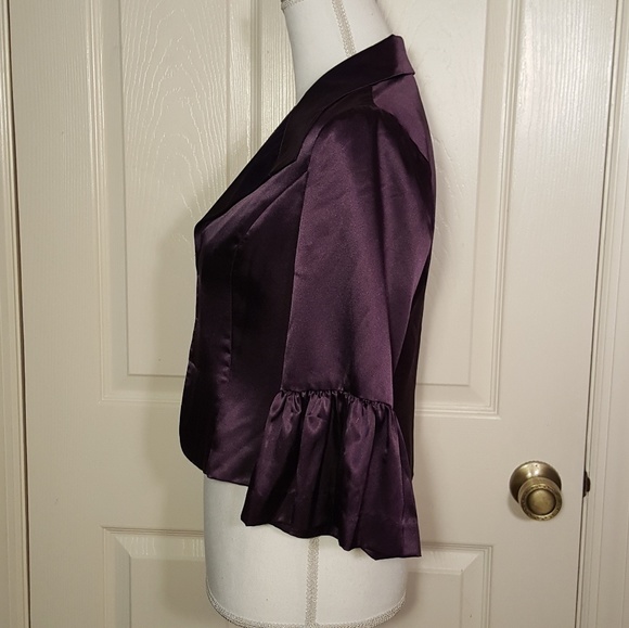 Newport News Purple Satin Ruffle Cropped Jacket - Picture 4 of 8