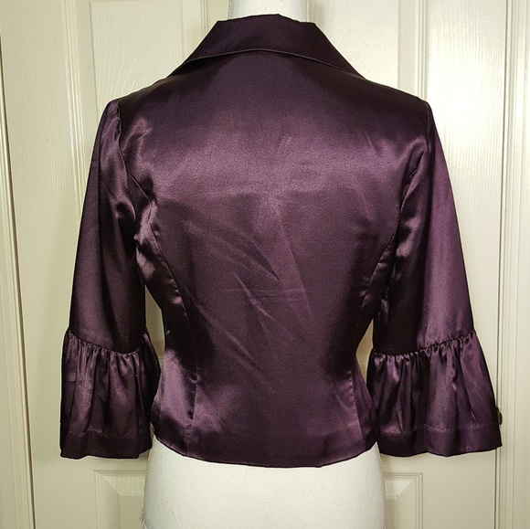Newport News Purple Satin Ruffle Cropped Jacket - Picture 5 of 8