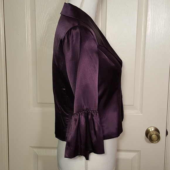 Newport News Purple Satin Ruffle Cropped Jacket - Picture 3 of 8