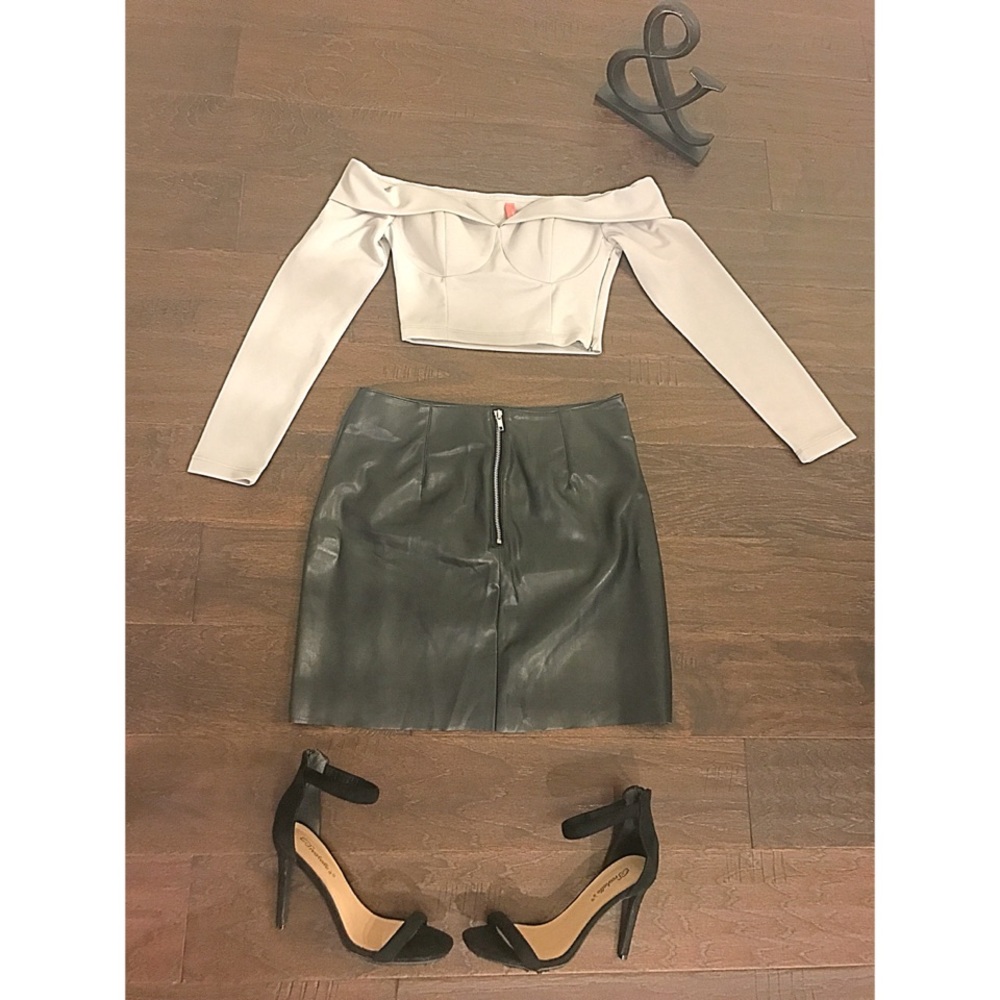 Gray Off the Shoulder Crop Top