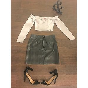 Gray Off the Shoulder Crop Top