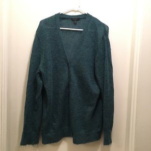 JCrew green mohair cardigan