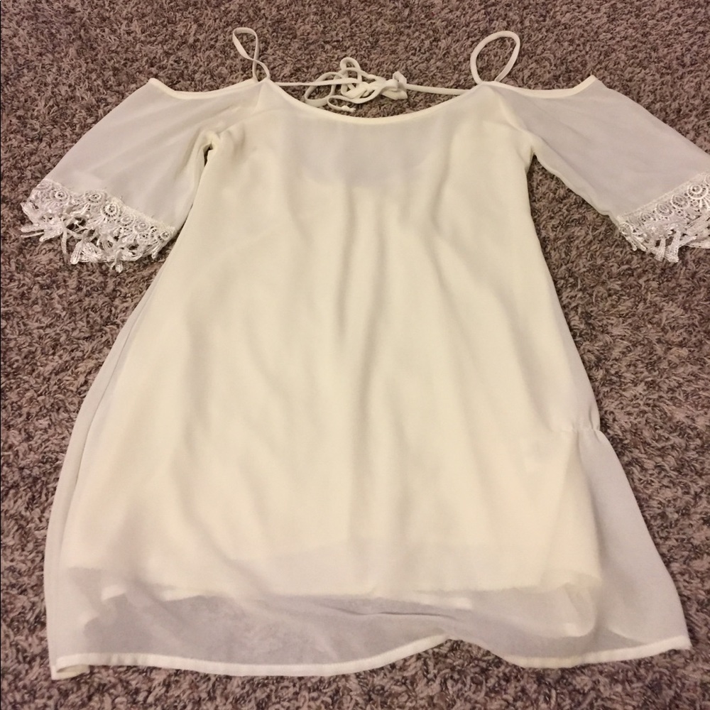 TOBI cream/white off shoulder dress
