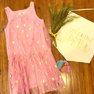 Pink/gold polkadot dress