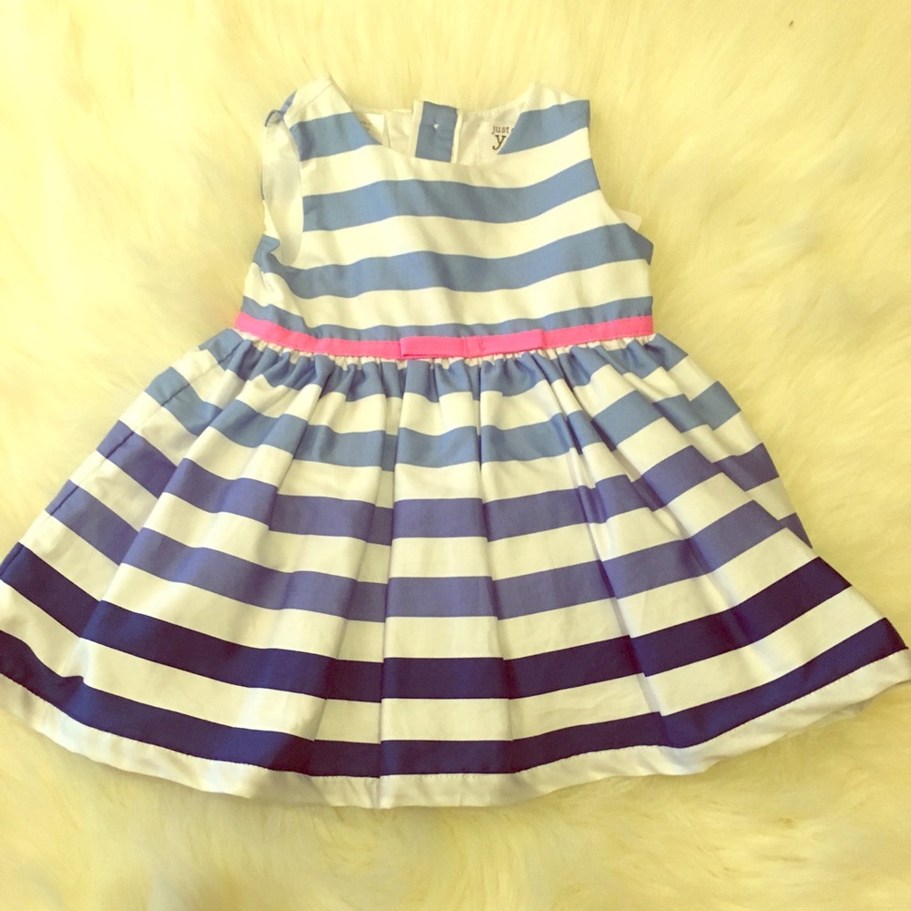 Carters baby girl blue white striped dress 3 mo