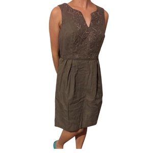 Taupe Dress With Embroidered Embellishment