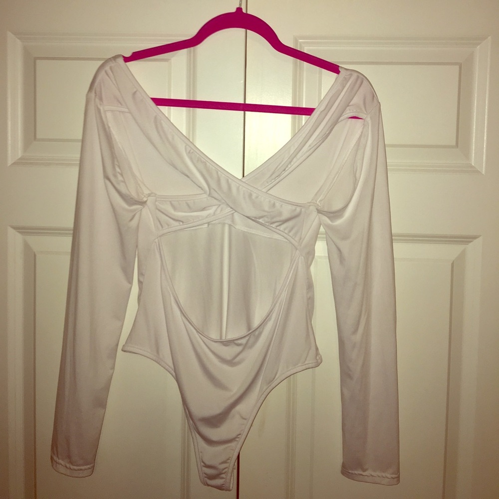White criss cross back bodysuit