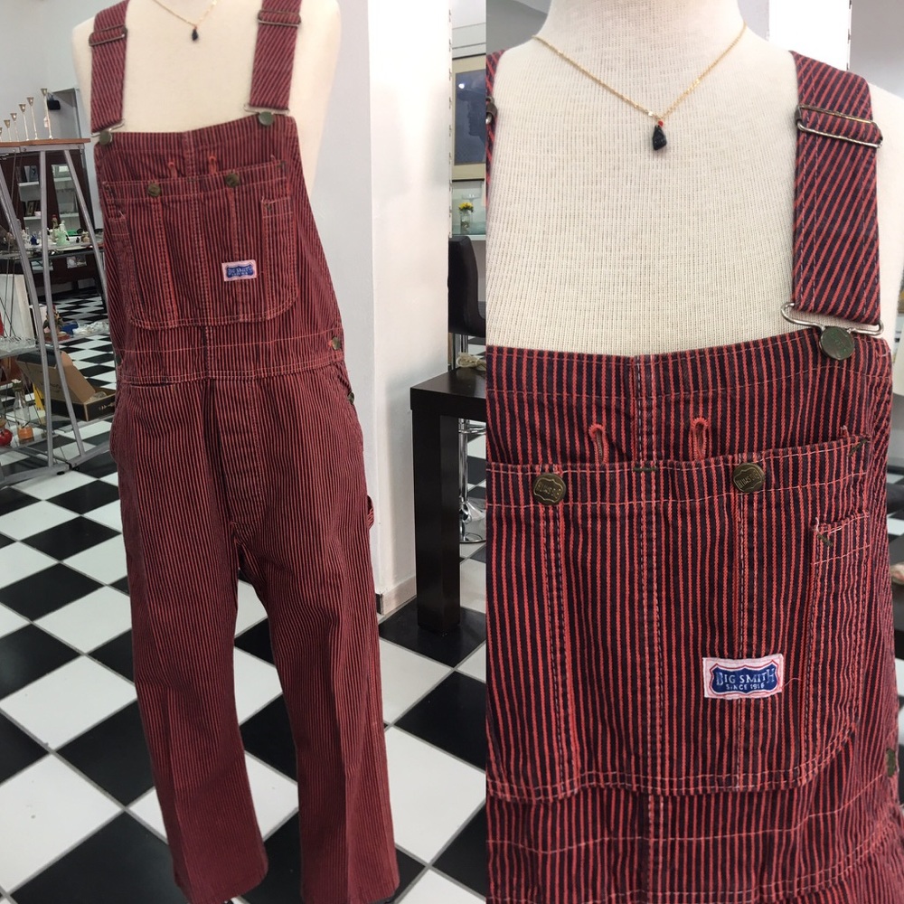 70's Big Smith vintage denim overall , striped