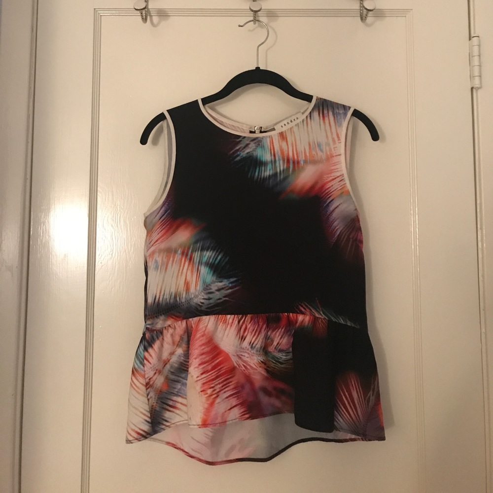Sandro Neon Palm Peplum Blouse 🌴 Size 1