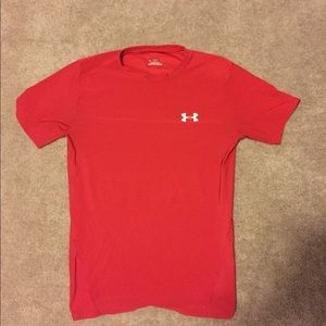 Red Under Armor workout shirt