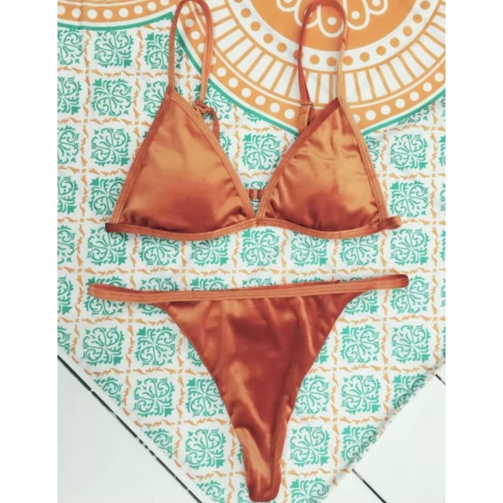 Burnt orange velvet bikini