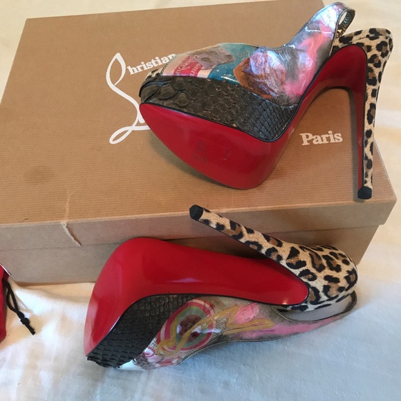 Christian Louboutin Peep Toe Sling Back Platforms - Picture 3 of 7