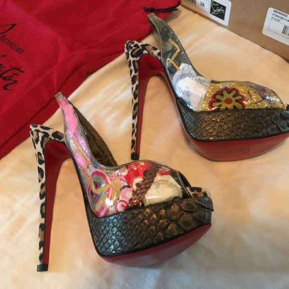 Christian Louboutin Peep Toe Sling Back Platforms - Picture 5 of 7