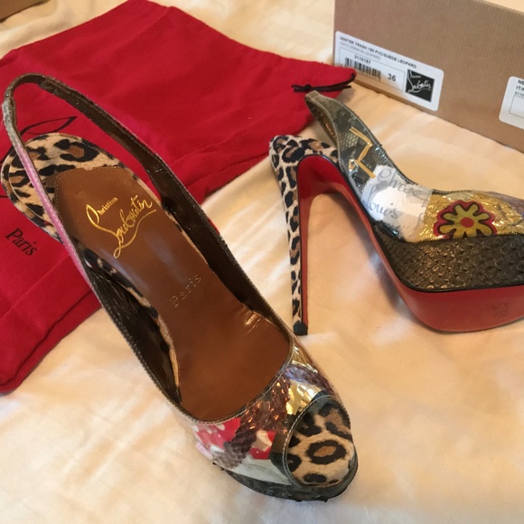 Christian Louboutin Peep Toe Sling Back Platforms - Picture 6 of 7