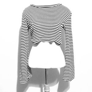 Striped black and white crop top