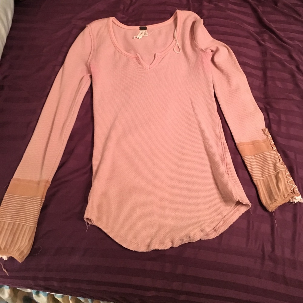Free people thermal long sleeve top in rose