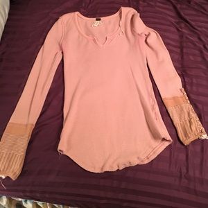 Free people thermal long sleeve top in rose