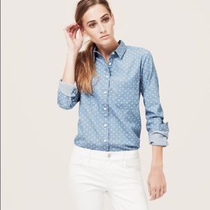 LOFT polka dot chambray