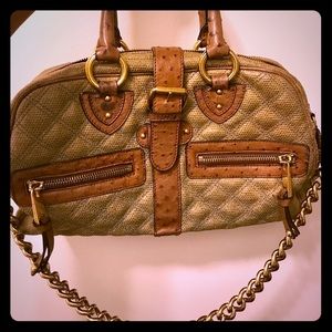 MARC JACOBS Beige Quilted Stam w/Ostrich Trim