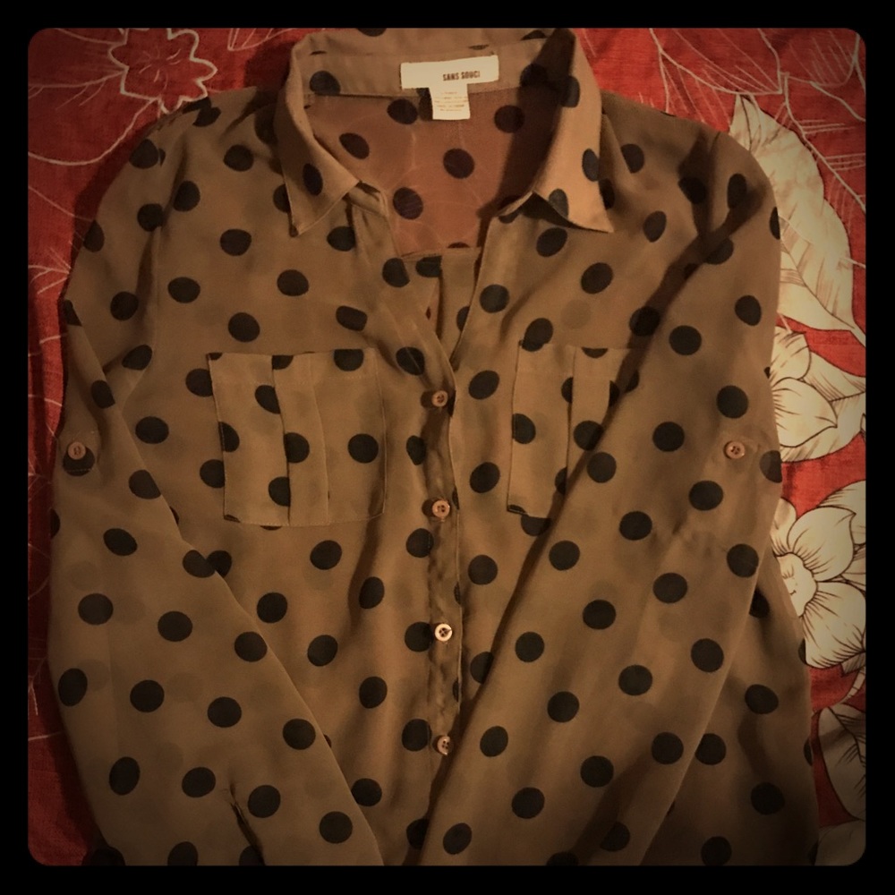 Sans Souchi Sheer pika dot top