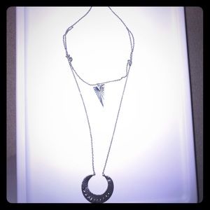 Large Silver Tribal Necklace Long
