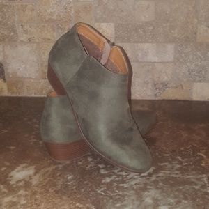 Green suede booties