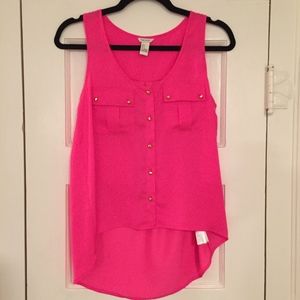 Forever 21 Hot Pink and Gold Studded Tank Top